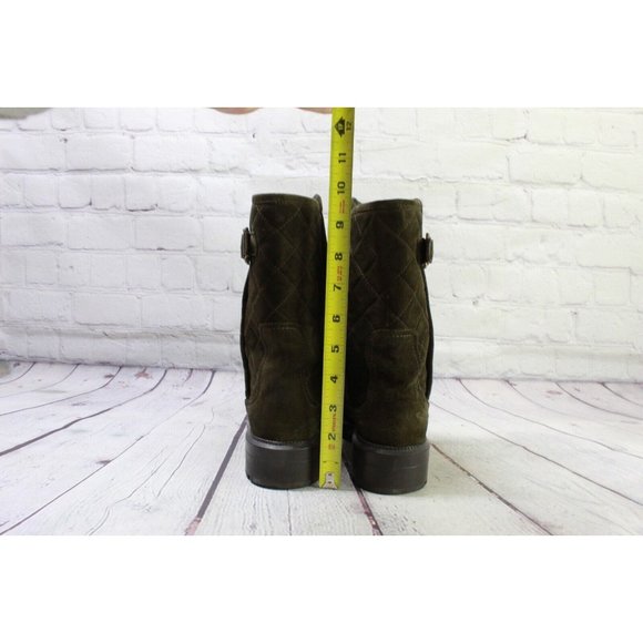 Aquatalia Olive Green Suede Quilted WP Mid Calf Pull on Boots US 6 - Picture 6 of 10